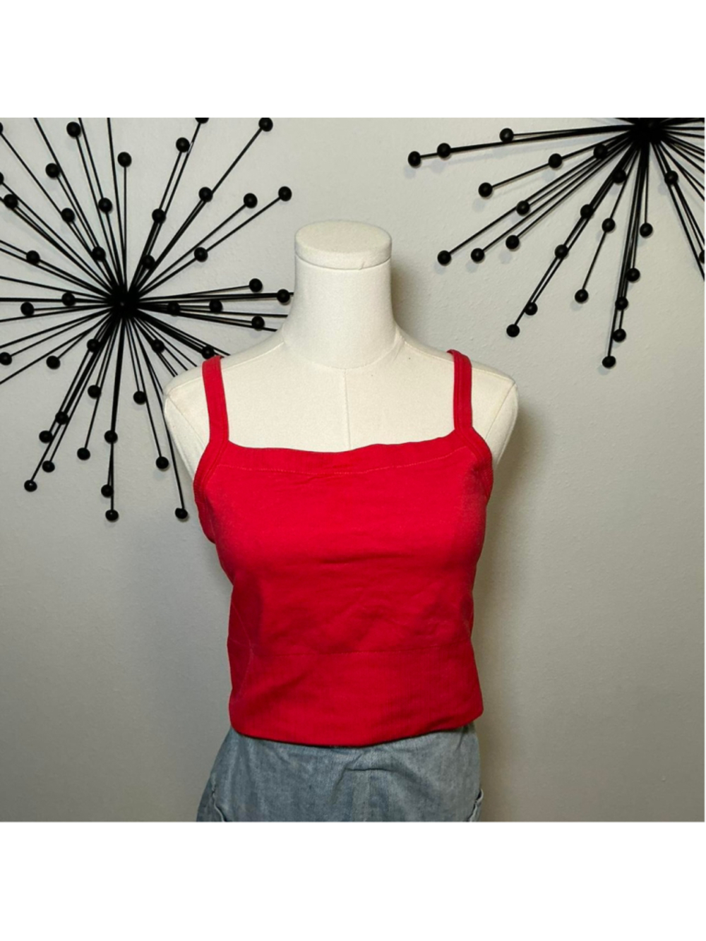 All In Motion Red Ribbed Tank Top Built-In Shelf Bra Athletic Crop XXL